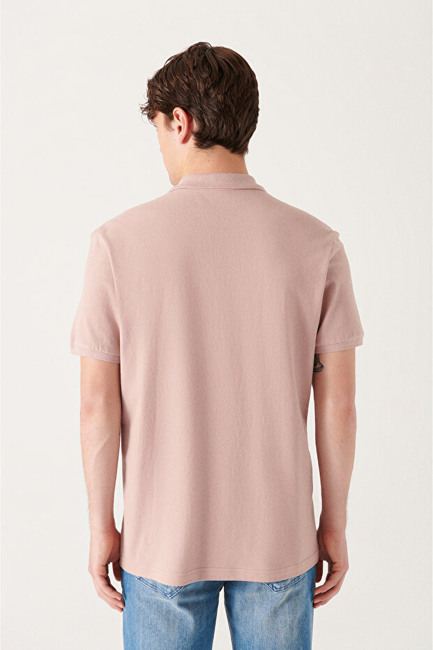 Férfi púder 100% pamut Cool tartó póló nyakú póló E 001004 - 4