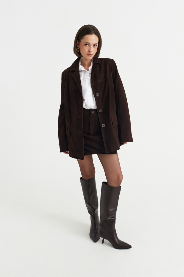 Kısa Deri Suet Etek - 2