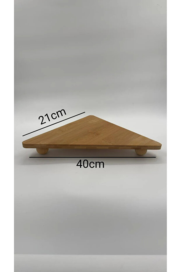 Bambu Top Ayaklı Üçgen Stant, Bambu Sunumluk (21x40) - 6