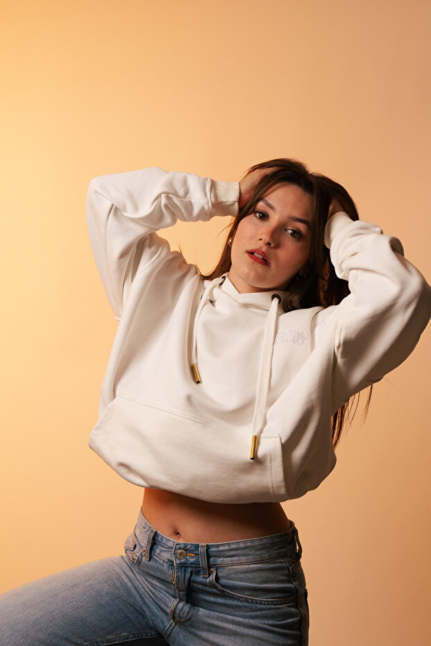 Premium Oversize Basic Beyaz Sweatshirt - 1