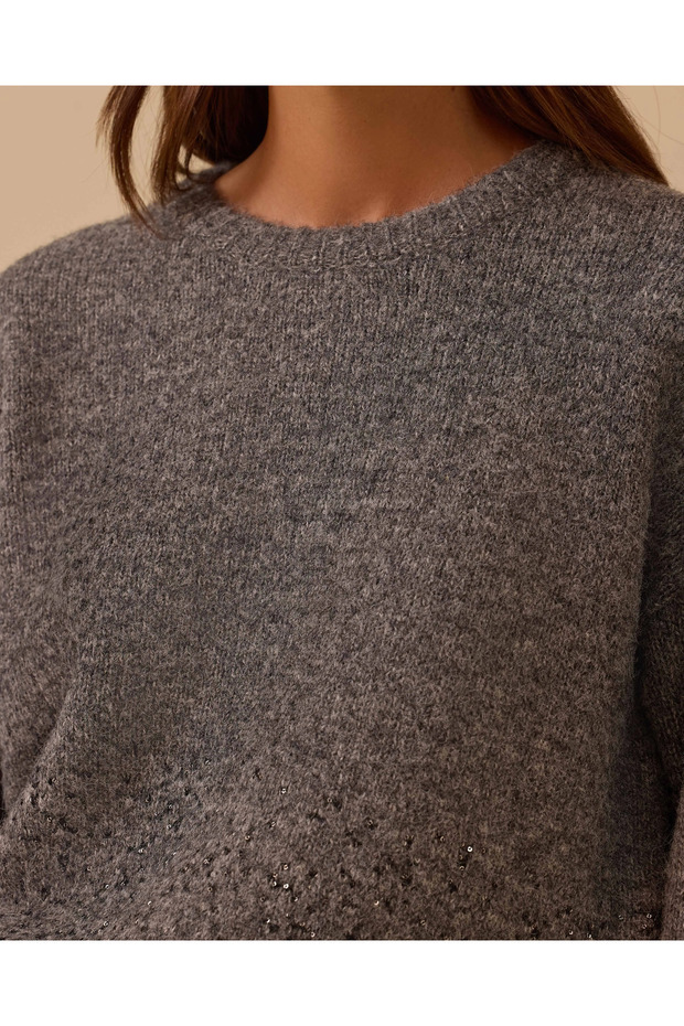 Pul Detaylı Triko Kazak - 4