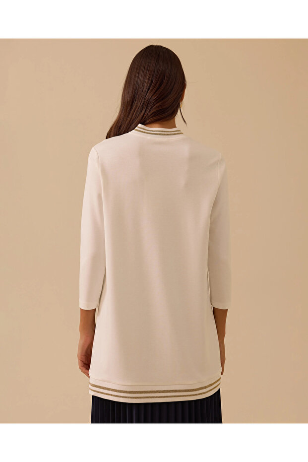 Şerit Detaylı Basic Tunik - 4