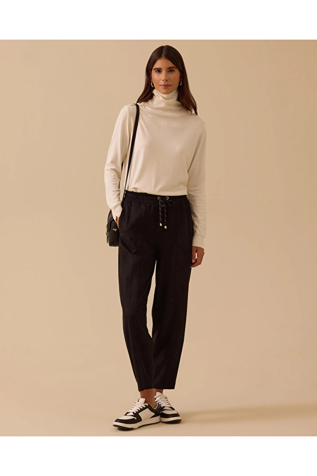 Tam Balıkçı Yaka Örme Triko Bluz - 2