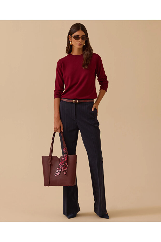 Çizgili İspanyol Paça Pantolon - 3