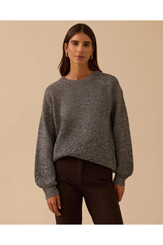 Pul Detaylı Triko Kazak - 1