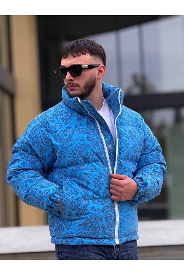 Men's Patterned Inflatable Coat - 1