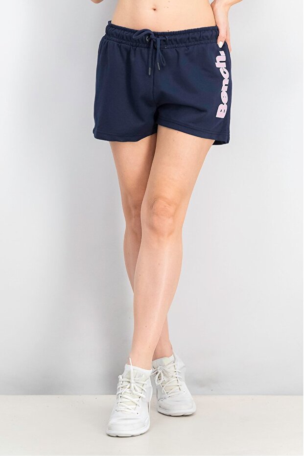 شورت نسائي برباط للسحب، أزرق داكن - 1