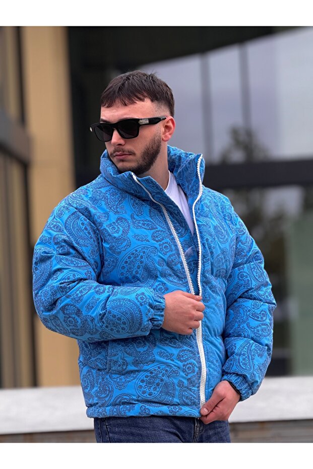 Men's Patterned Inflatable Coat - 4
