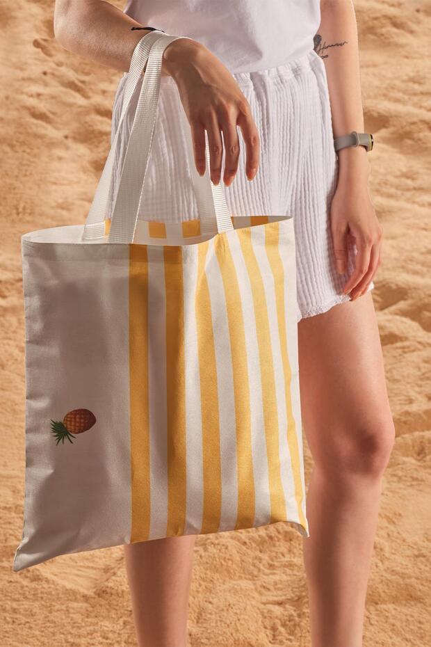 Pineapple Pattern Printed Beach Bag - 1