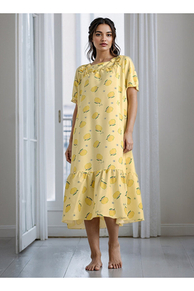 Printed Square Neck Night Dress