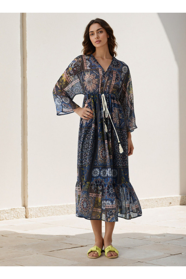 Floral Print Kaftan Women Dress Viscose
