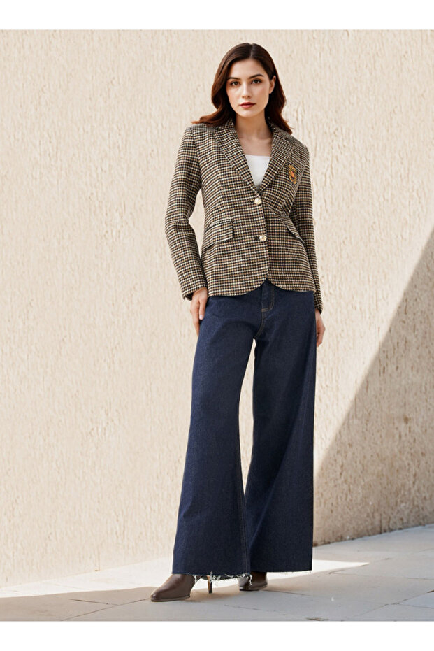 Cotton Tuxedo Jacket with Houndstooth Texture - 2