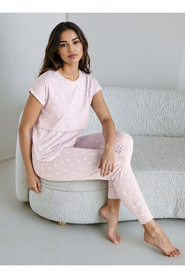 Printed Maternity Pyjama Set - 1