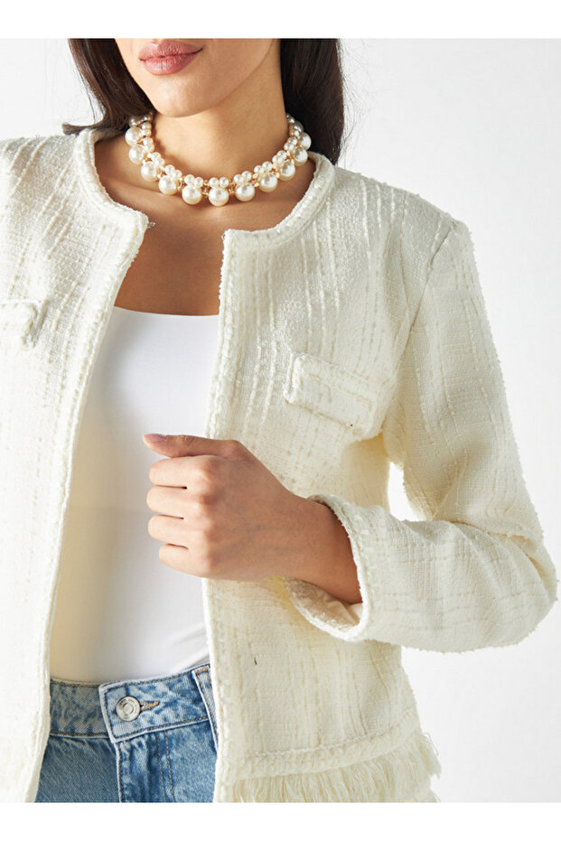 Textured Open Front Jacket - 4