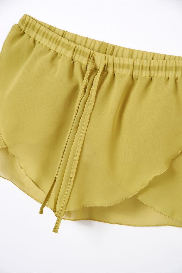 Yeşil Şifon Şort Pareo - 7