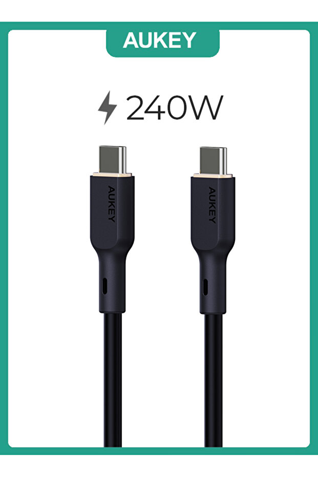 كابل USB C إلى USB C من السيليكون بطول 1 متر وقوة 240 واط - أسود