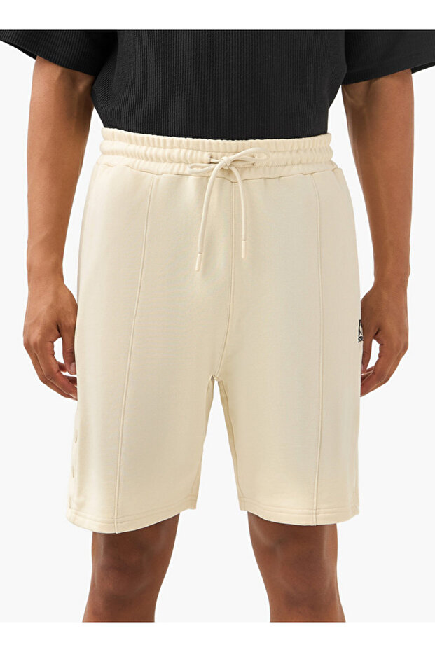 Starter Button Detail Shorts with Drawstring Closure and Pockets - 1