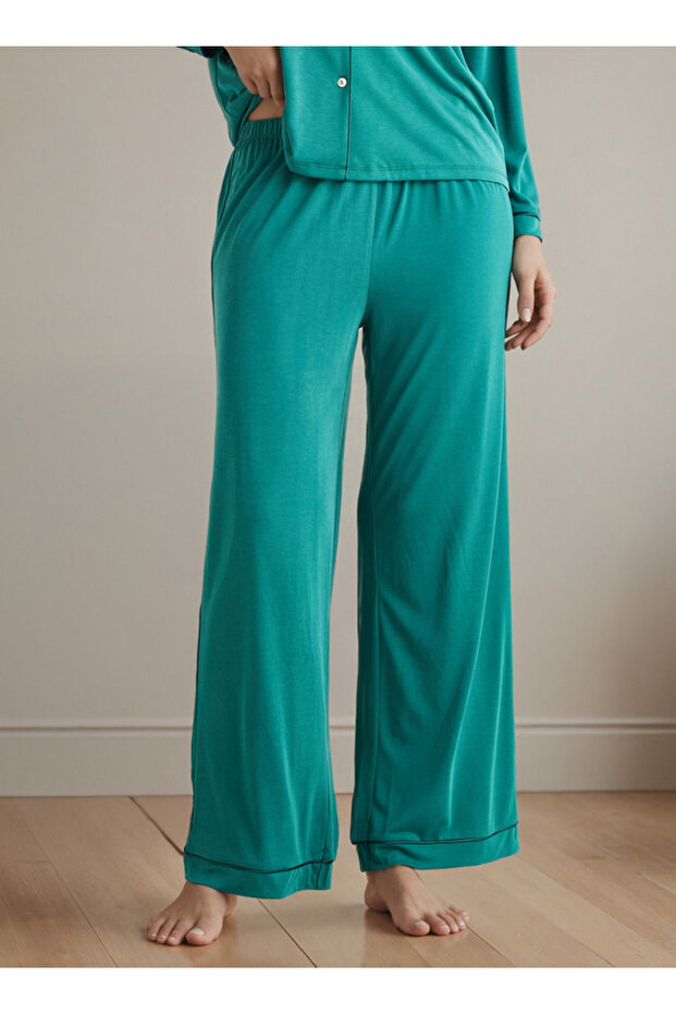 Long Sleeve Collared Pj Set - 4