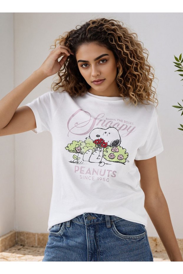 Snoopy Print Crew Neck T-shirt