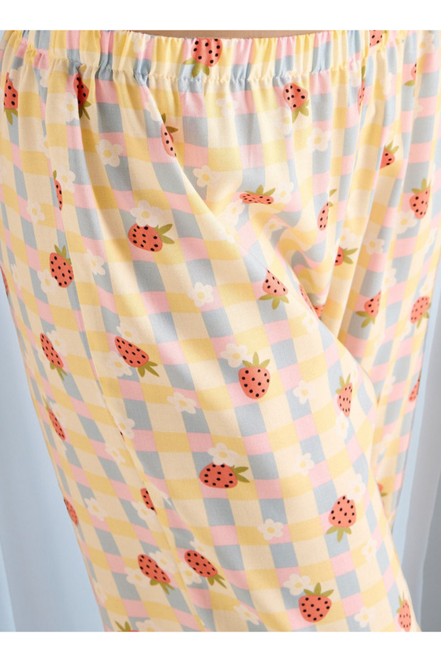 بيجاما منقوشة بحزام خصر مطاطي - 4