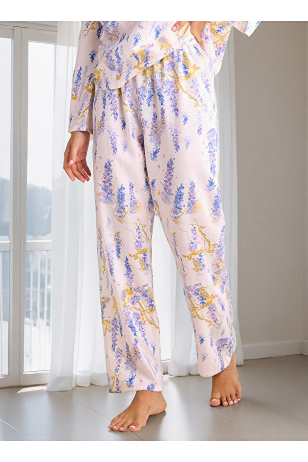 طقم بيجامة بطبعة زهور - 3