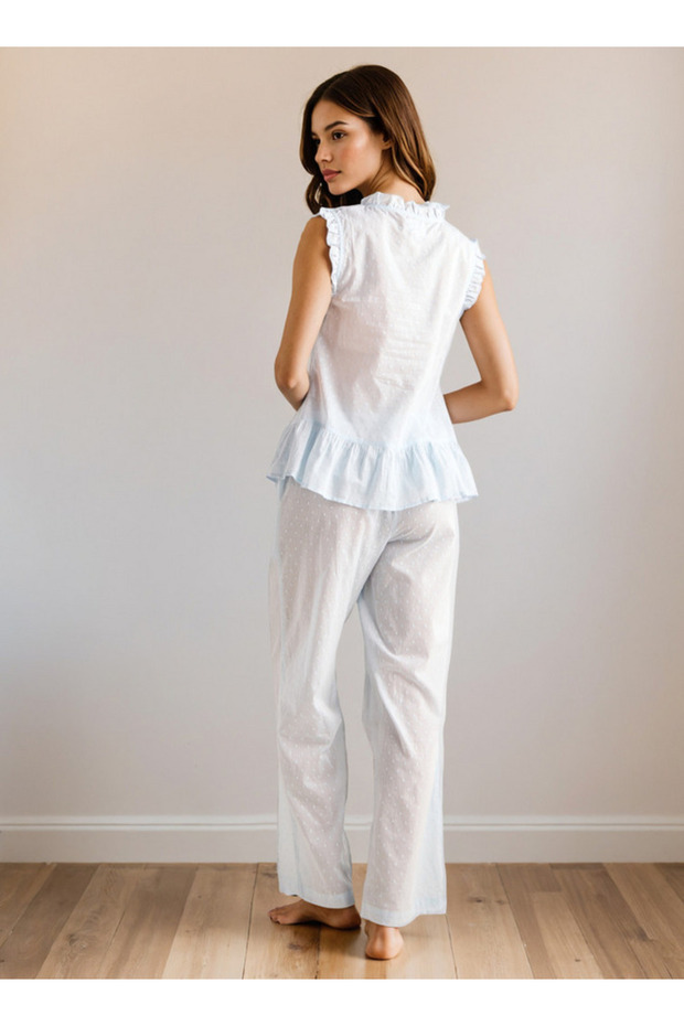 طقم بيجاما بطبعة نقاط سويسرية - 3