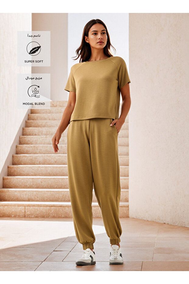 بنطال رياضي سادة من المودال مع جيوب - 2