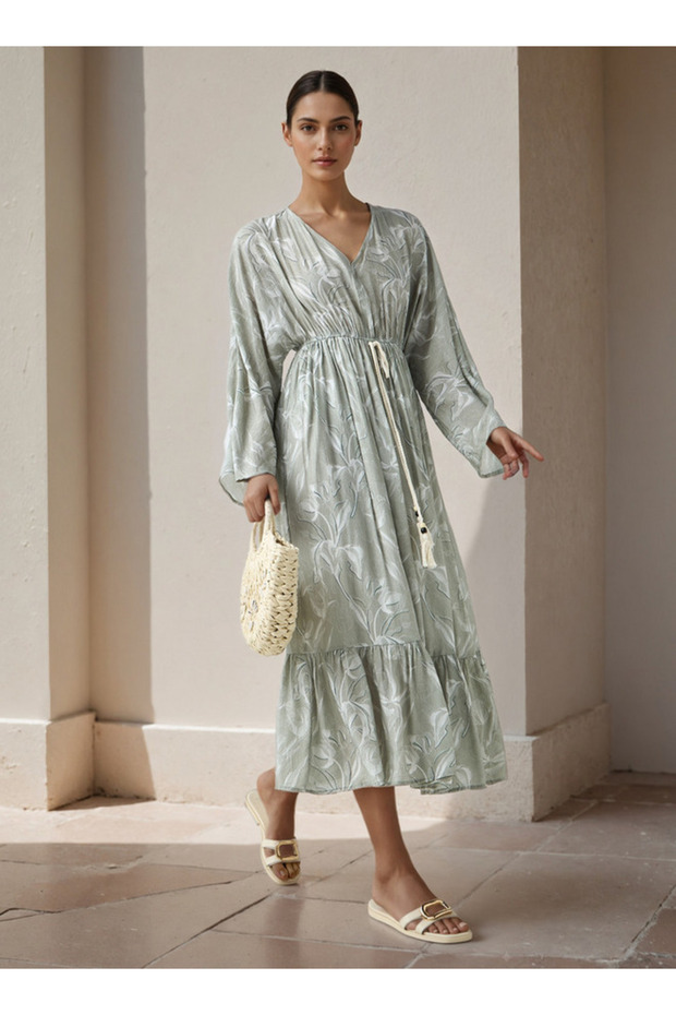 Floral Print Kaftan Women Dress Viscose