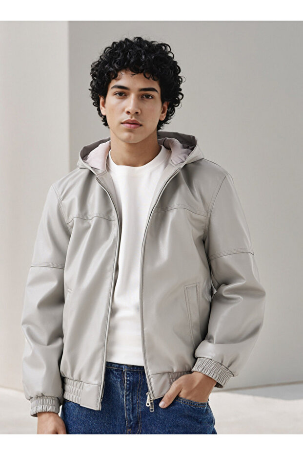 Men Regular Fit Hooded Bomber Jacket - 1