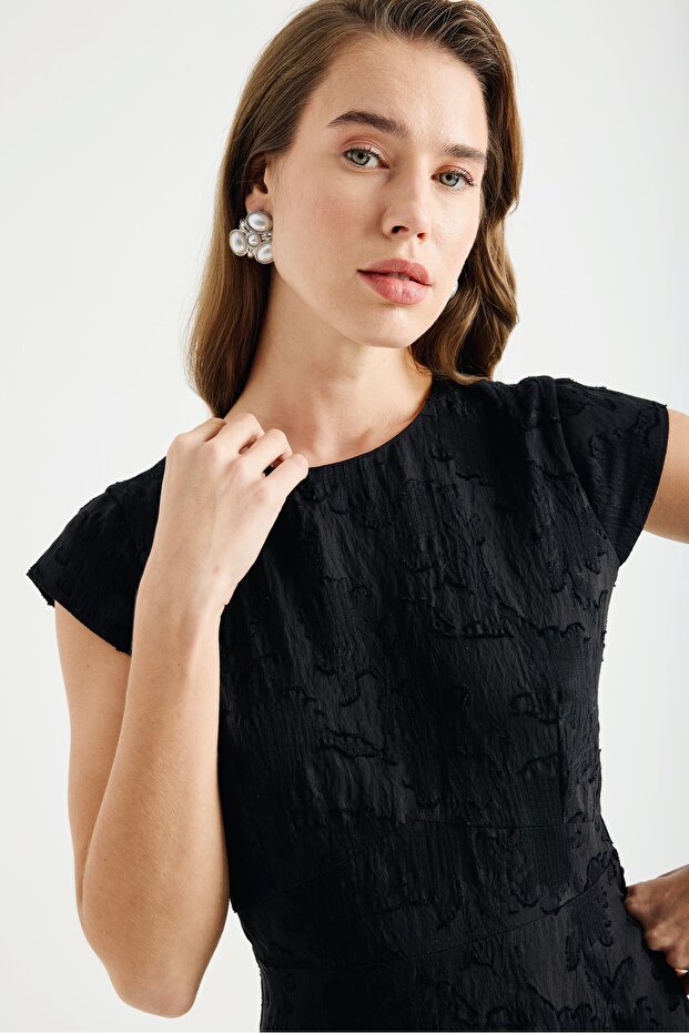 Jakarlı Midi Elbise - 3