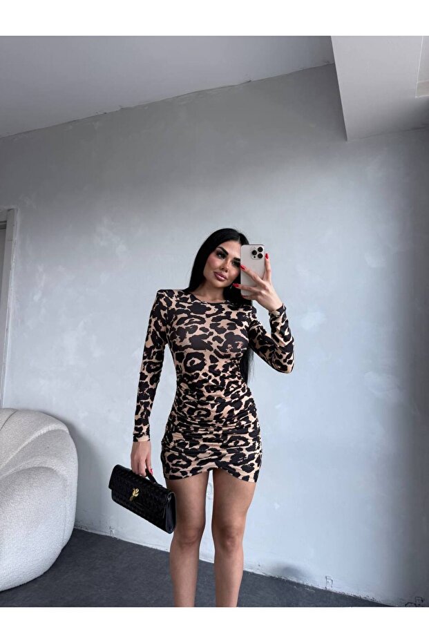 Omuz Vatkalı Micro Elbise - 3