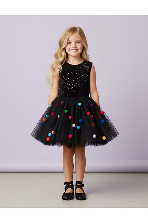 Children's Dress with Pompom 09287