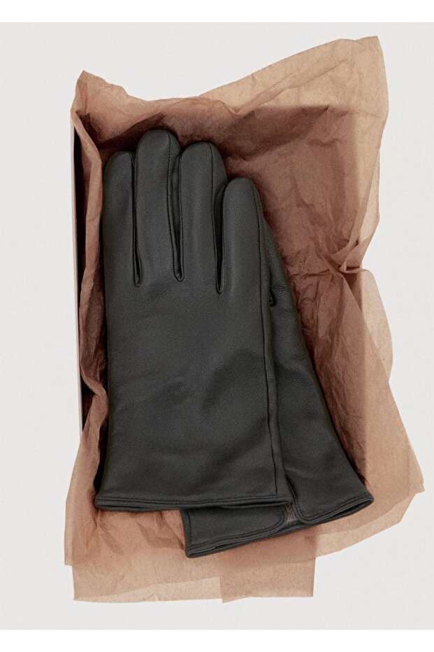 Dikiş detaylı %100 deri eldiven - 3