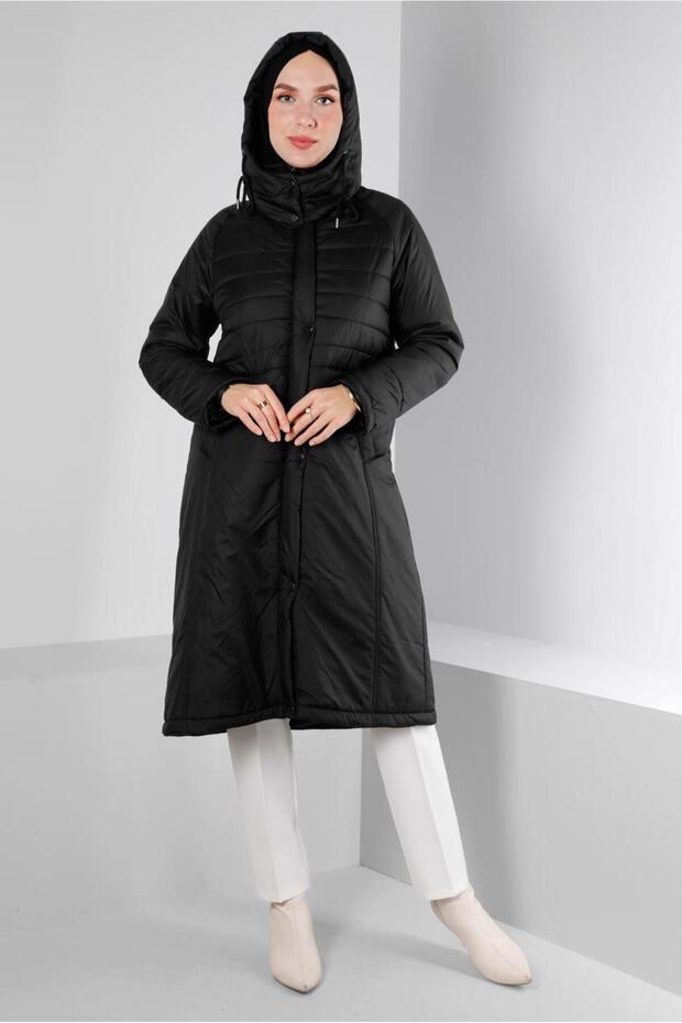 Hooded Zippered Inflatable Coat 90319