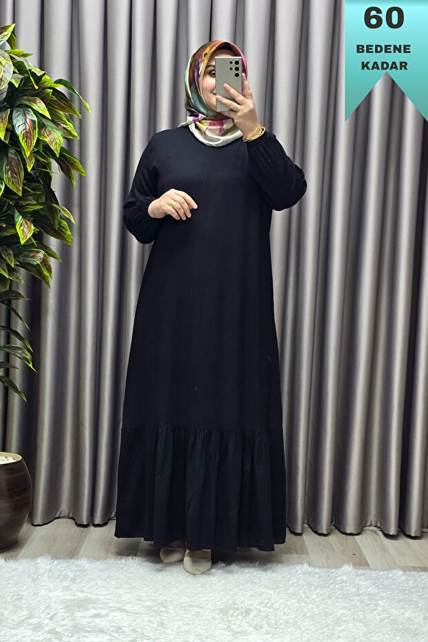 Women's Hijab Clothing Plus Size Plain Ruffle Dress