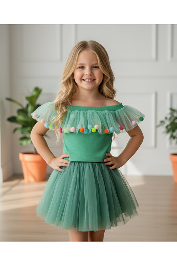 Children's Blouse with Pompom 09210