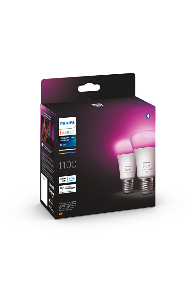 HueWCA 9-75W E27 1100 Lumen Renkli Akıllı Ampul 2'li Ekopaket A60 - 3