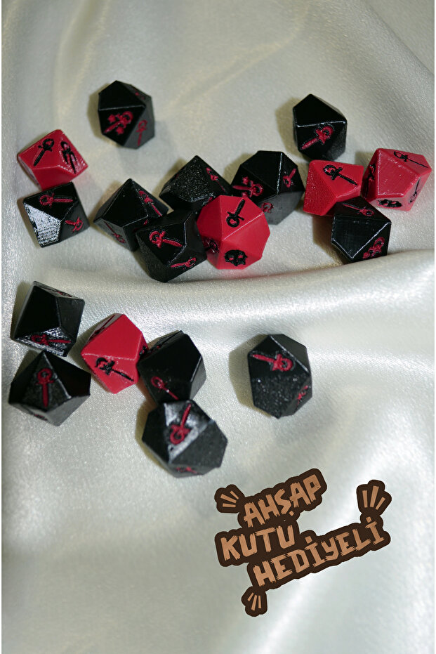 Vampire: The Masquerade RPG 18 Adet Zar – 3D Baskı Vampir Zar Seti - 1