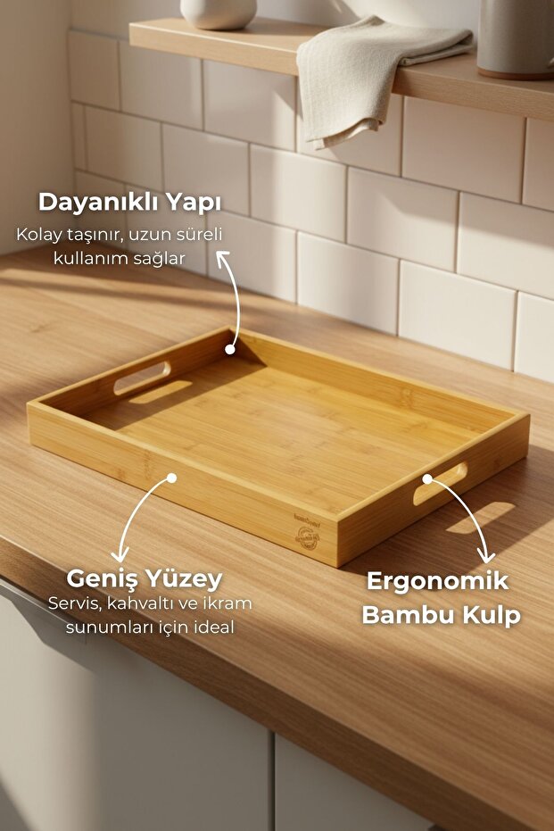 Lara Bambu Desenli Tepsi Orta - 1