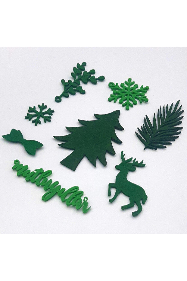 New Year's Special Green Felt Ornament Set (8 Pieces)