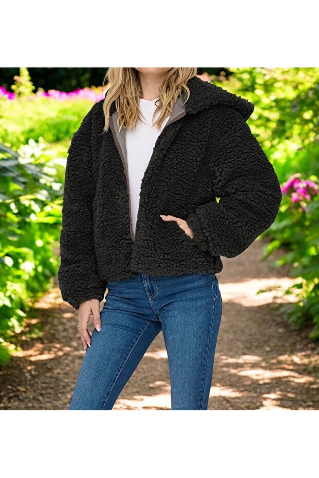 Kışlık Kadın Peluş Ceket - 1