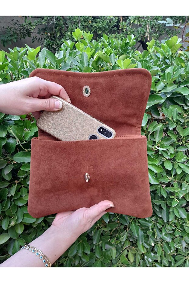 Kapaklı Süet El Çantası - 6