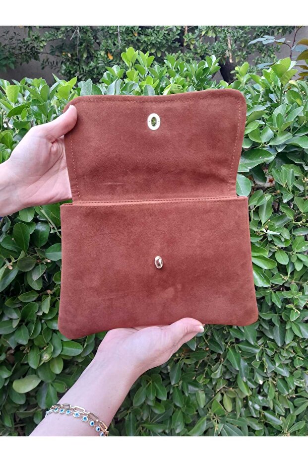 Kapaklı Süet El Çantası - 5