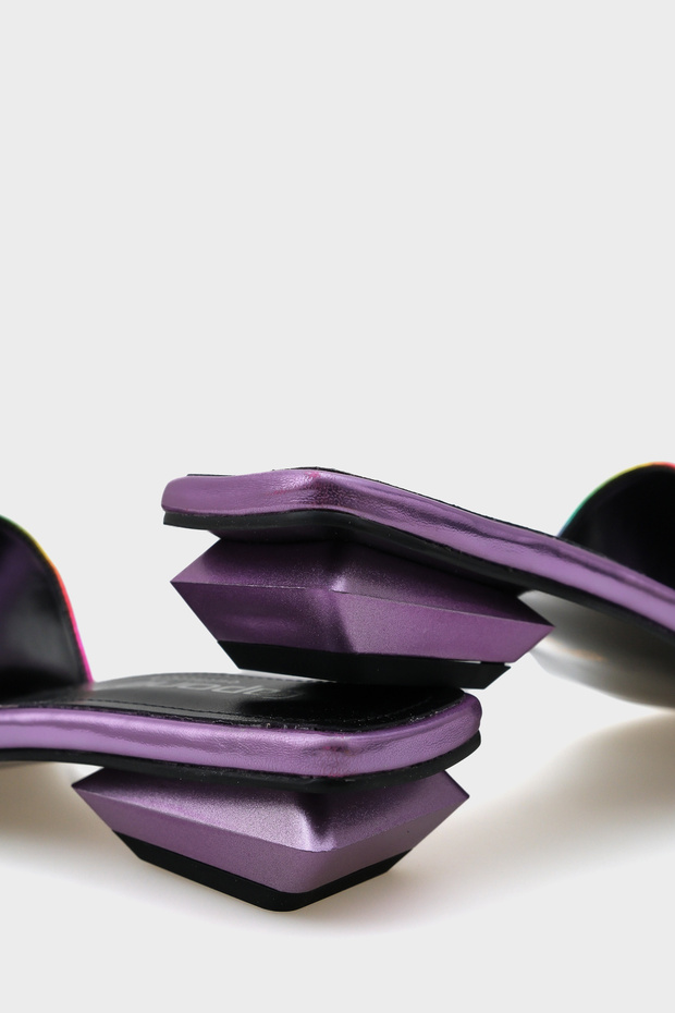 Malia rövid sarkú csatos lakkbőr krokodil női papucs - 3