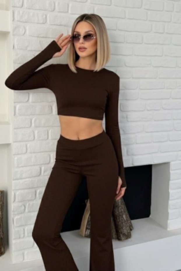 Women's High Waist Spanish Leg Opening Detail Long Sleeve Suit