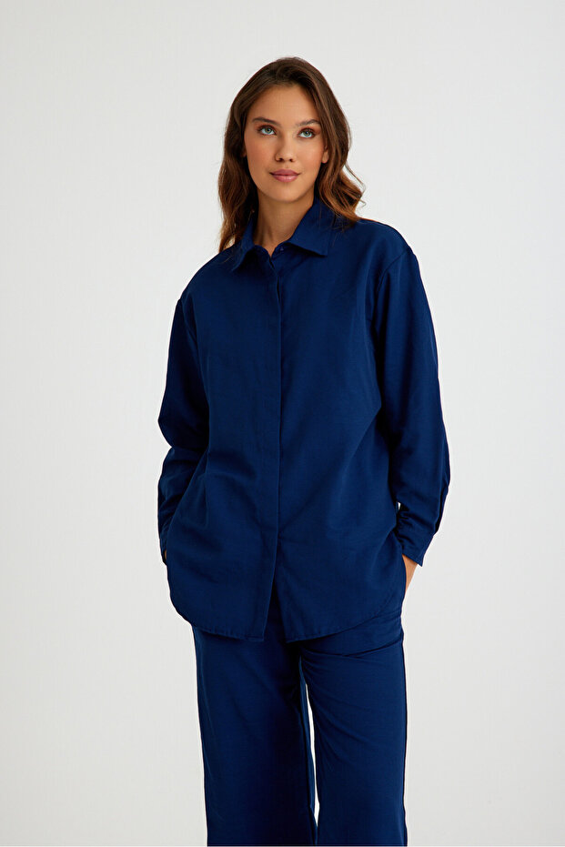 طقم كتان كاجوال مزدوج الجزء السفلي العلوي - 2