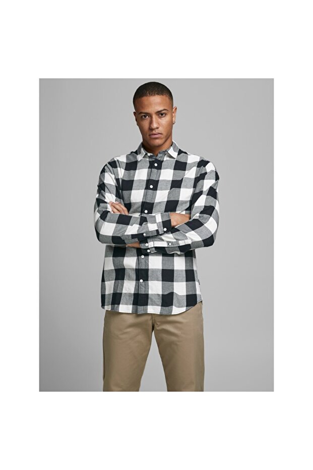 Jack&Jones Men's Long Sleeve Checkered Shirt - Casual Style