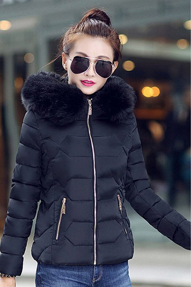 Codzienna kurtka z futrem dla kobiet - 1
