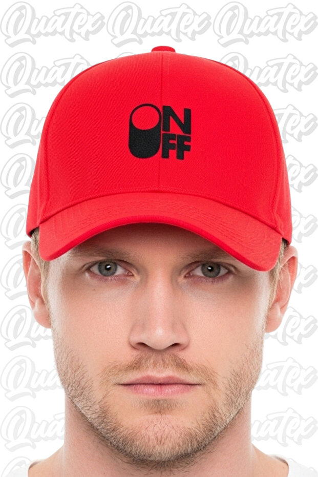 Onoff Embroidered Hat – Red 100% Cotton Gabardine Unisex Model
