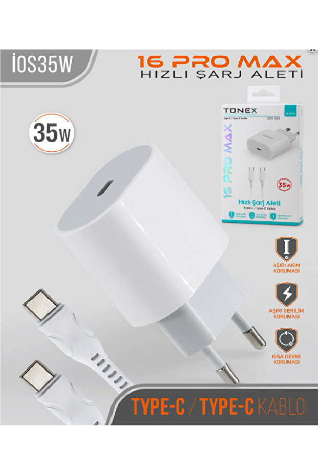 TONEX İphone 15 16 pro promax Samsung Şarj Aleti 35W Kablo Type C to Type C Şarj Data Kablo - 4